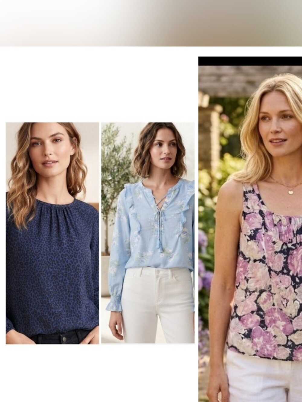 LOFT (3) Blue Floral Ruffle Blouse Loft Blue And Black Print Blouse Floral Tank